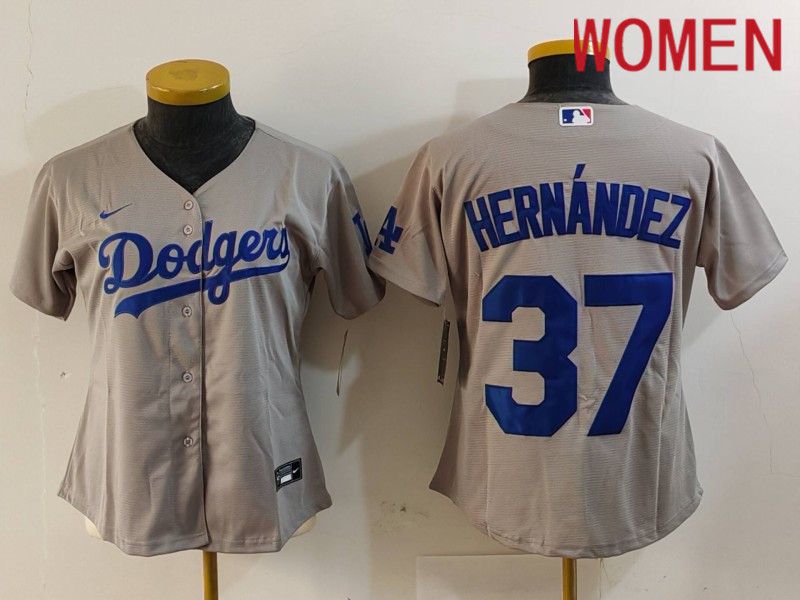 Women Los Angeles Dodgers #37 Hernandez Grey Nike Game 2024 MLB Jersey style 726->pittsburgh pirates->MLB Jersey